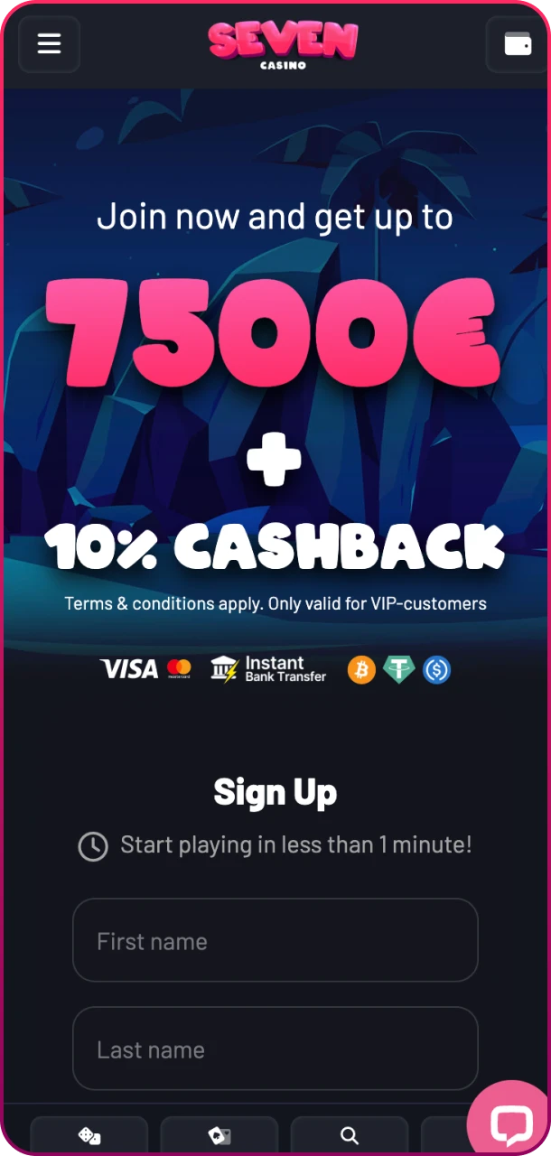 Fill out the app form and join Seven Casino.