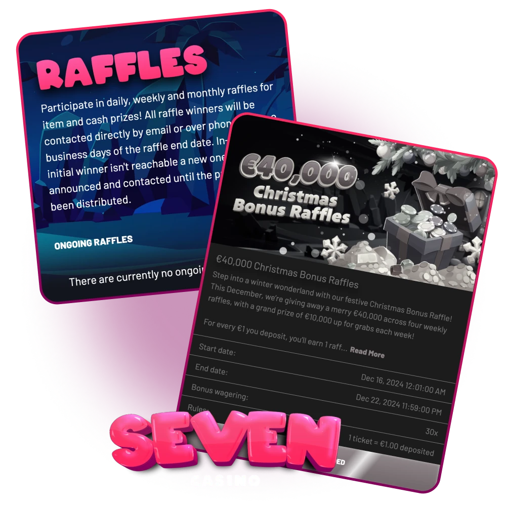 Enter exciting raffles and win prizes at Seven Casino.