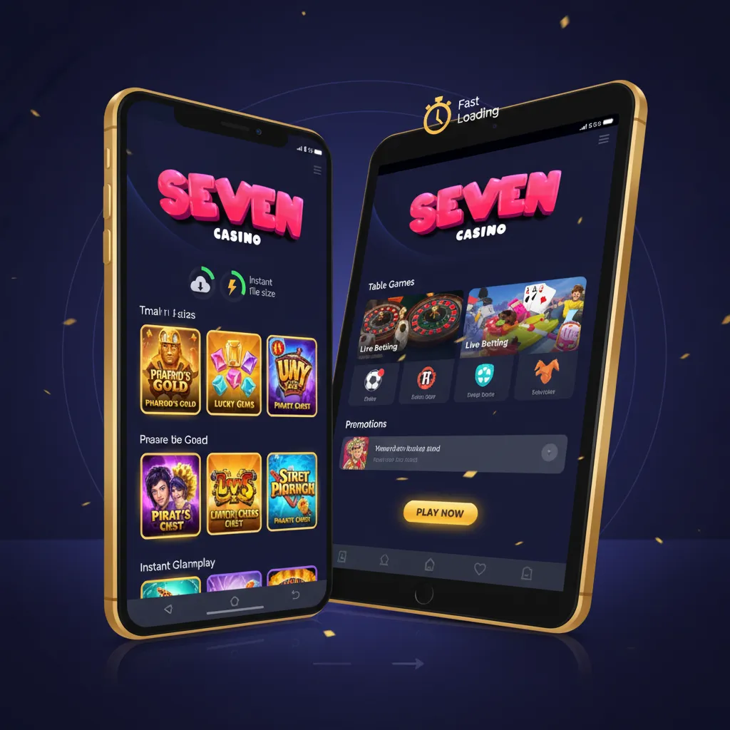 Android phone and tablet showing Seven Casino app interface for UK players, smooth performance and quick install.